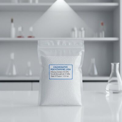 Chlorine Content 35-37 Percent Chlorinated Polyethylene 135A with Tensile Strength 10-15 MPa and Heat Of Fusion Not Exceeding 2.0J per Gram